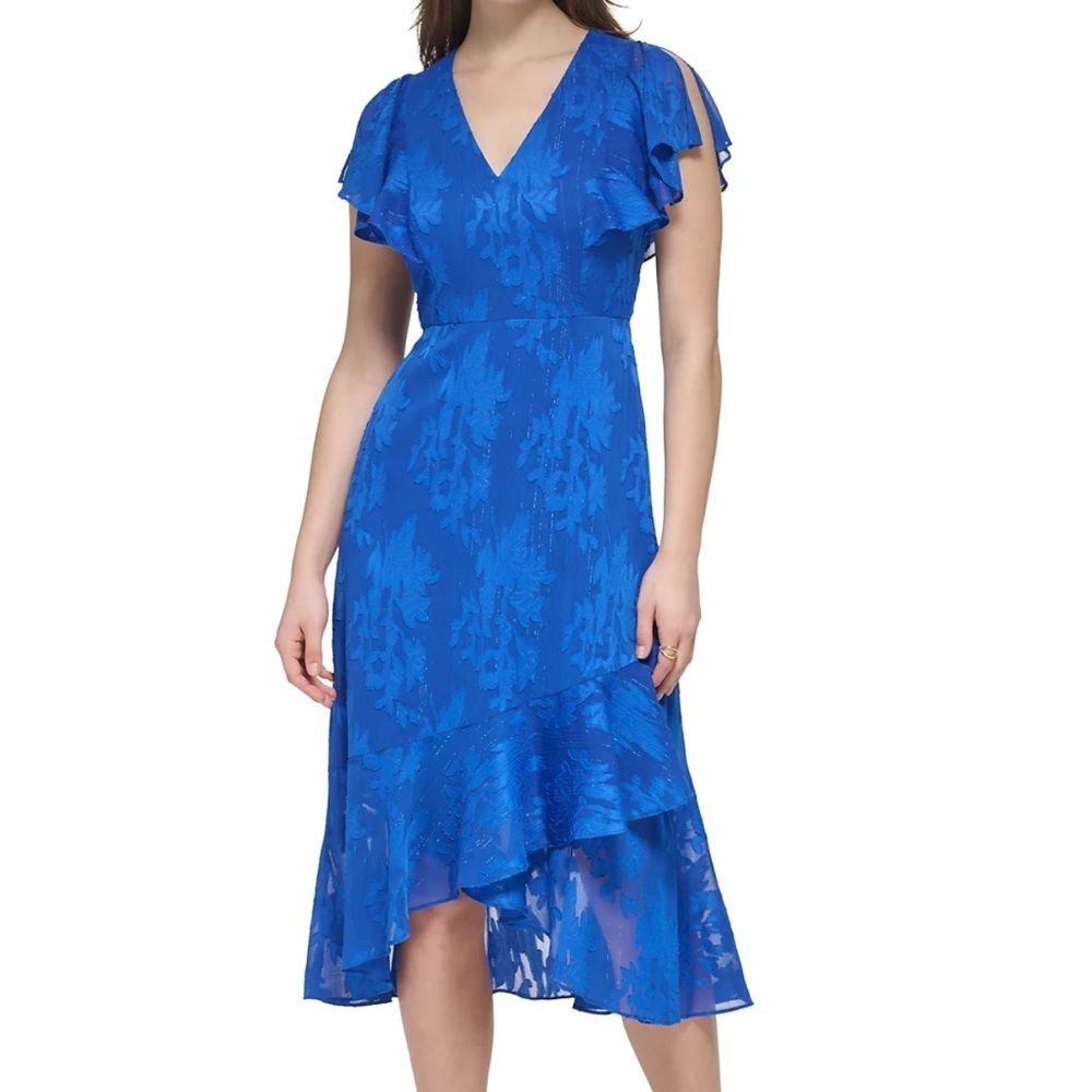 NWT KENSIE Short Flutter Sleeve  Asymmetrical Zipper Back Dress Size 10
